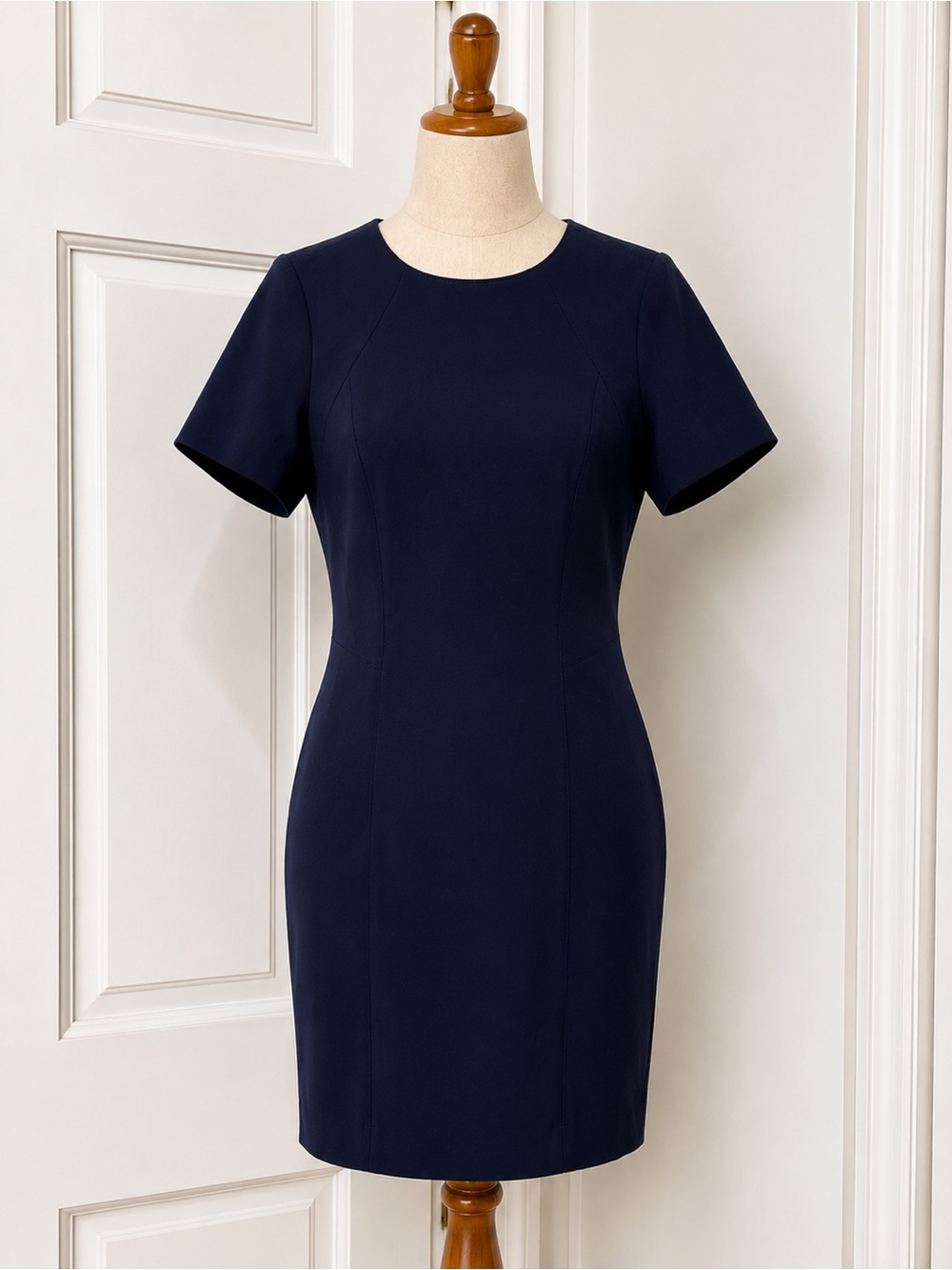 Tahari Navy Short-Sleeve Sheath Dress